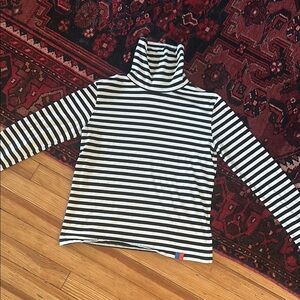 KULE Black and White Striped Turtleneck